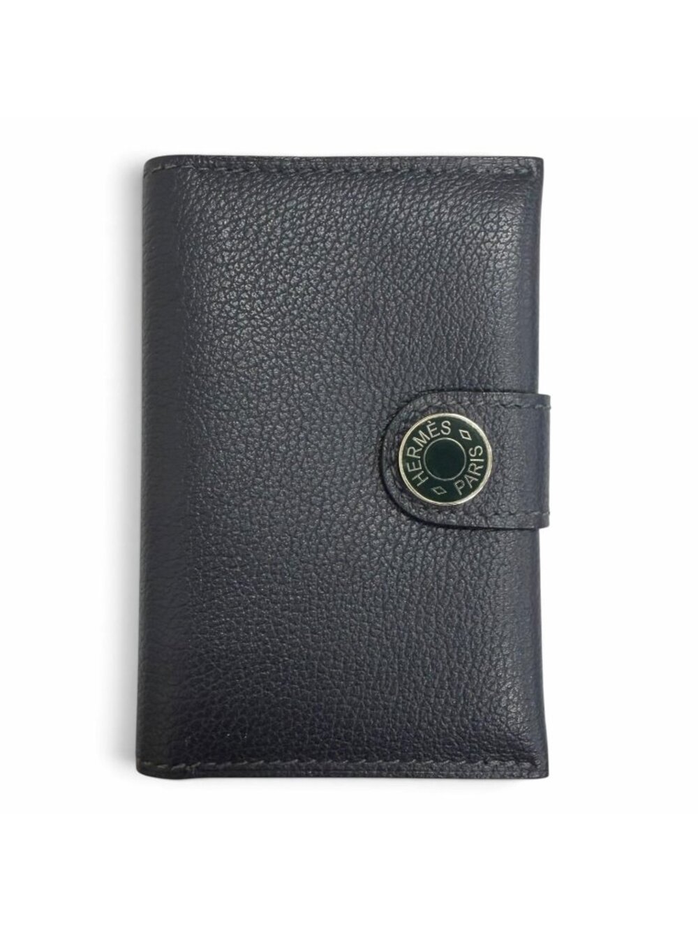 Hermes M S Evercolor Clou de Selle Card Case Blue Saphir Vert Angre